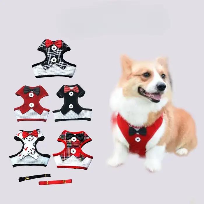 Harnais Élégant Réglable avec Nœud Papillon Accessoire Chic pour Animaux de Compagnie Occasions Spéciales Sorties Fêtes Chiens Chats