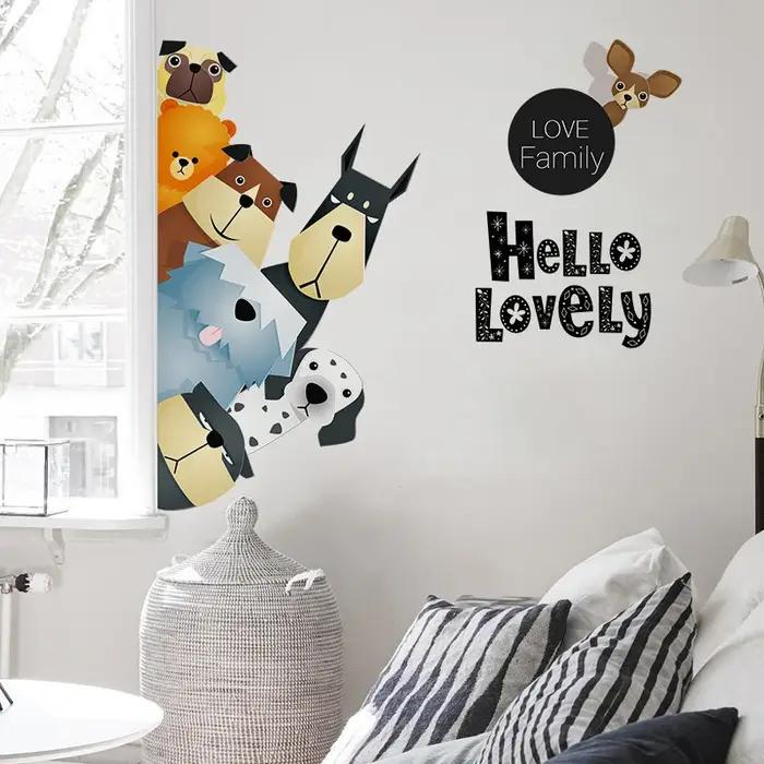 Autocollant mural 3D en forme de chien
