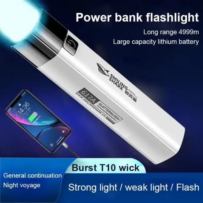 Lampe de poche en forme de requin souriant, lumière forte, étanche, batterie externe, Portable, télé