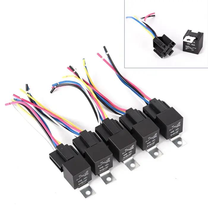 Relais automobile étanche 12v 5 broches 40a, relais de voiture avec Terminal en cuivre noir et rouge, relais automatique avec prise de relais, 1 pièce