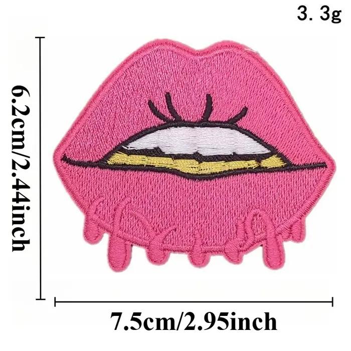 Lettres anglaises fille femme lèvres argent fer-on coudre broderie Badge patchs bricolage T-shirt chapeau sac à dos vêtements Appliques autocollant