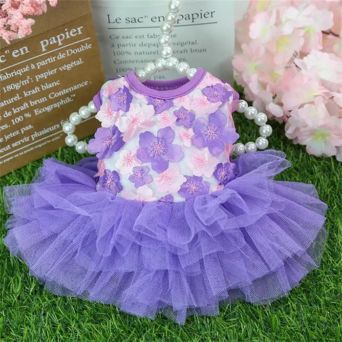 Robe florale pour chien pour petites races – Polyester tissé