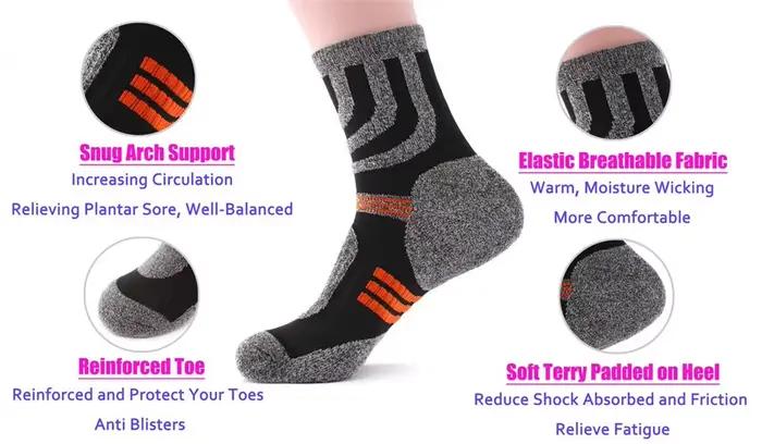 Chaussettes anti-ampoules hiver terry homme sport running cyclisme camping