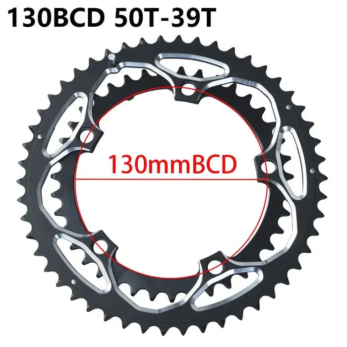 130 BCD Double plateau 39/50T anneau de chaîne de vélo de route en alliage d'aluminium 10/11 vitesse