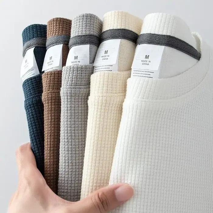 T-shirt gaufré à manches courtes pour hommes et femmes, haut d'été japonais à col rond et demi-manch