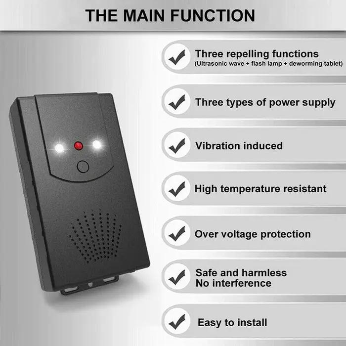Répulsif Anti-rat 12V Technologie Ultrasonique pour Éloigner Souris et Rats Accessoire de Voiture pour Sécurité et Confort Durant les Voyages
