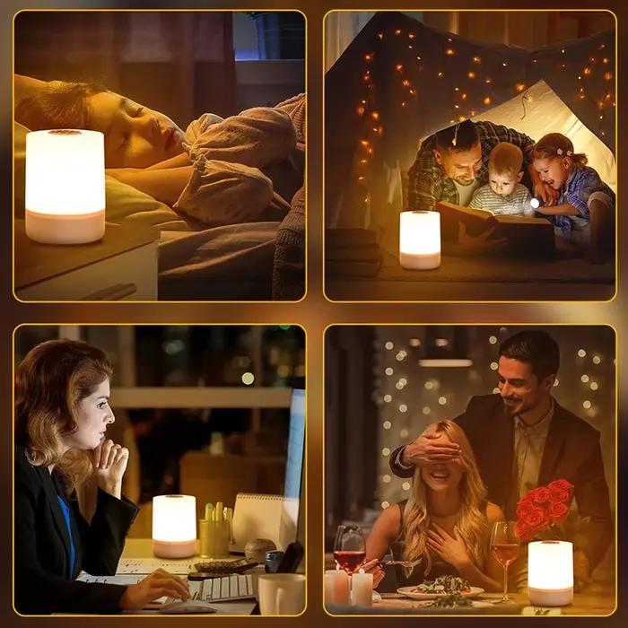 Lampe de chevet tactile pour chambre à coucher, 3 modes de gradation, lampe de nuit rechargeable, lu