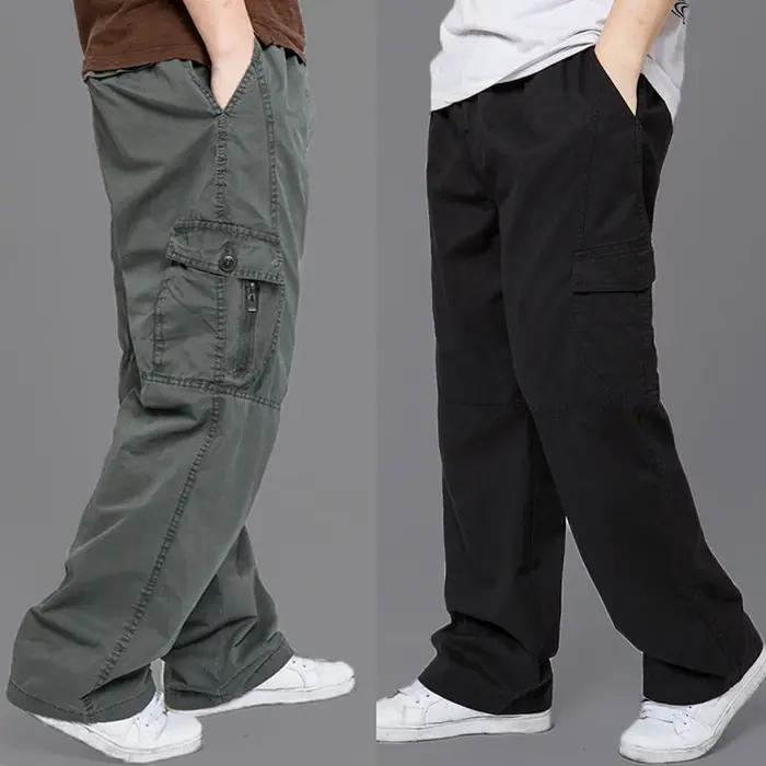 Pantalon cargo large grande taille chasse travail - Coupe straight jogger coréen japonais sport