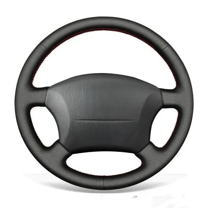 Housse de volant de voiture antidérapante en cuir artificiel noir, accessoires de voiture pour Toyot