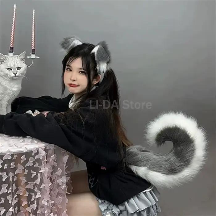 Queue de chien de berger 5 couleurs, Animal en fourrure mignon, queue de Shiba, ornement de taille, queue en peluche pour chiot, accessoires de Costume d'halloween Cosplay