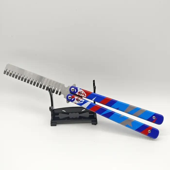 Jouet artisanal couteau Balisong Valorant 23cm modèle métal non tranchant pour formation et collection jeu occasionnels