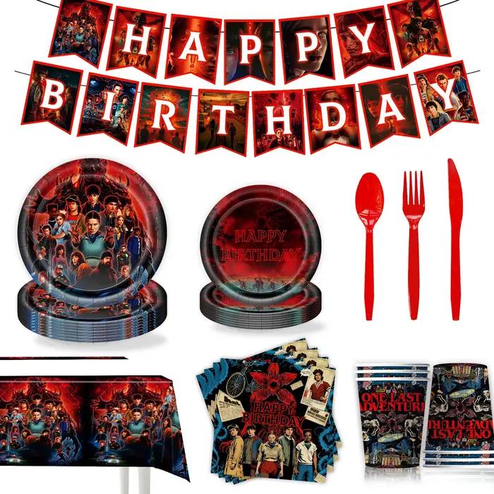 Décorations de ballons pour fête d'anniversaire, assiettes jetables, nappes, cadeaux pour enfants, f