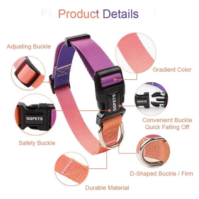 Collier et laisse réglables en nylon pour chien et chat, adaptés aux petits et grands chiens, bouledogues, pugs, beagles