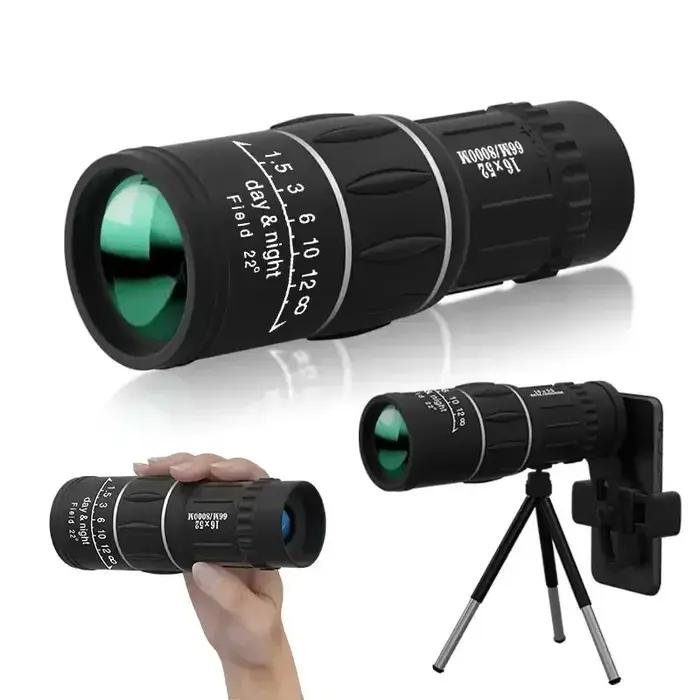 Monoculaire longue portée 16x52 avec zoom optique double mise au point pour observation nocturne