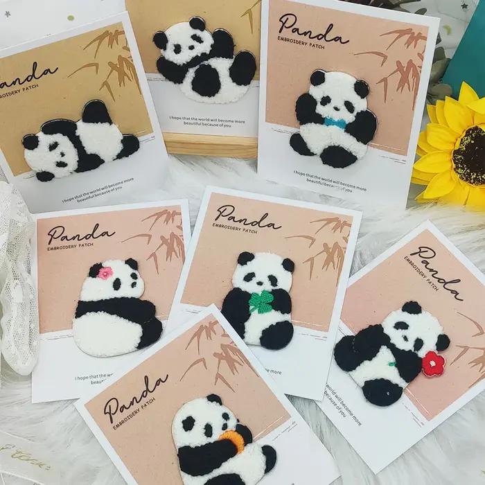 Patchs de broderie en peluche panda 3D auto-adhésifs pour enfants et adultes décorer vêtements sacs à dos étuis de téléphone occasions spéciales