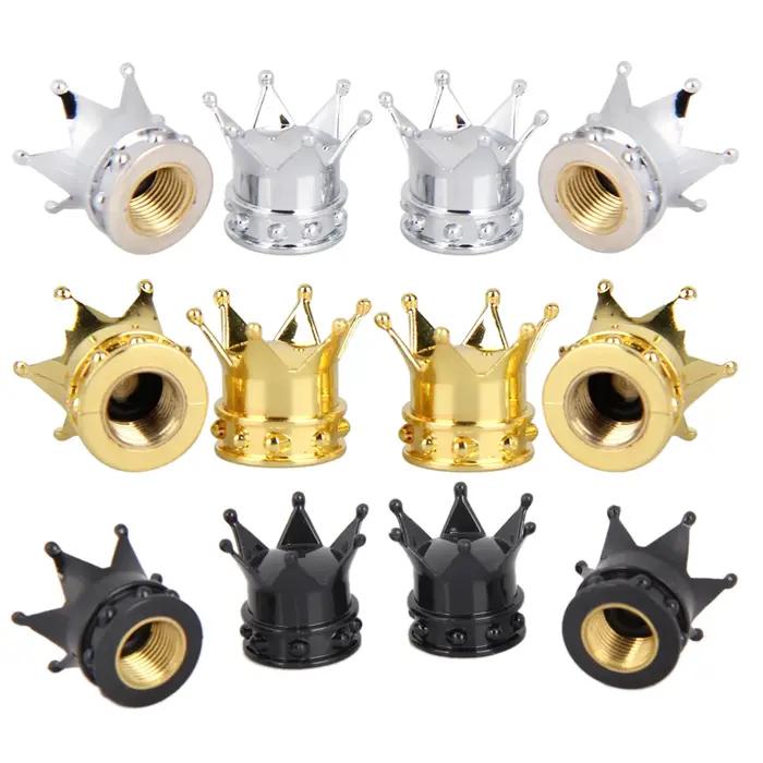 2/4 pcs/lot bouchons de Valve de pneu de vélo universel anti-poussière couronne d'or tige de roue de