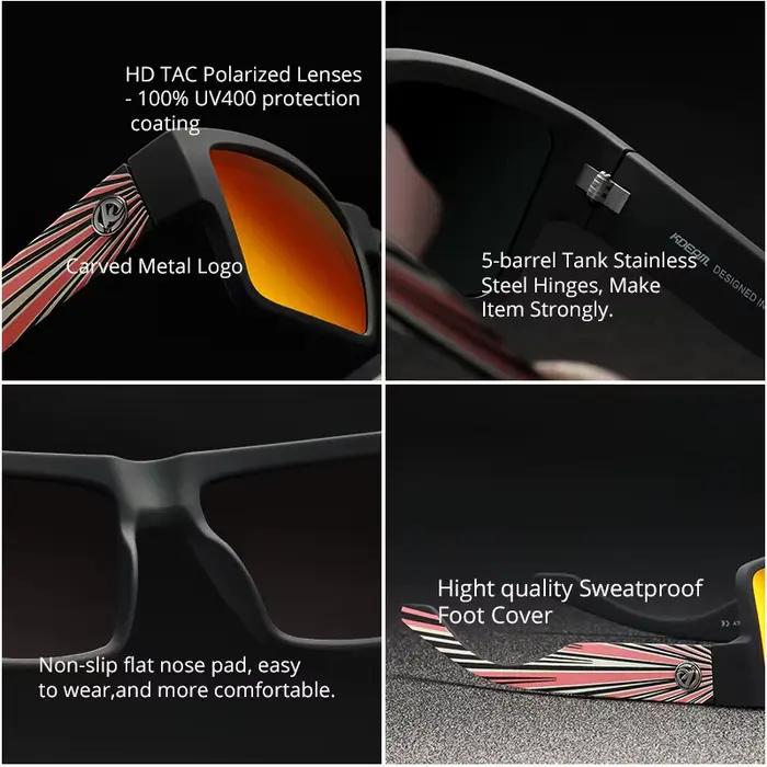 KDEAM classique carré polarisé sport lunettes de soleil mode lunettes de pêche en plein air hommes p