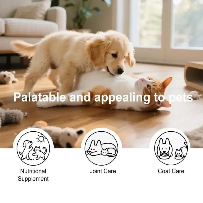 Gouttes de collagène pour animaux de compagnie 60 ml, complément pour la peau et le pelage des chiens et des chats, hydratant liquide, complément nutritionnel quotidien, fournitures pour chiens