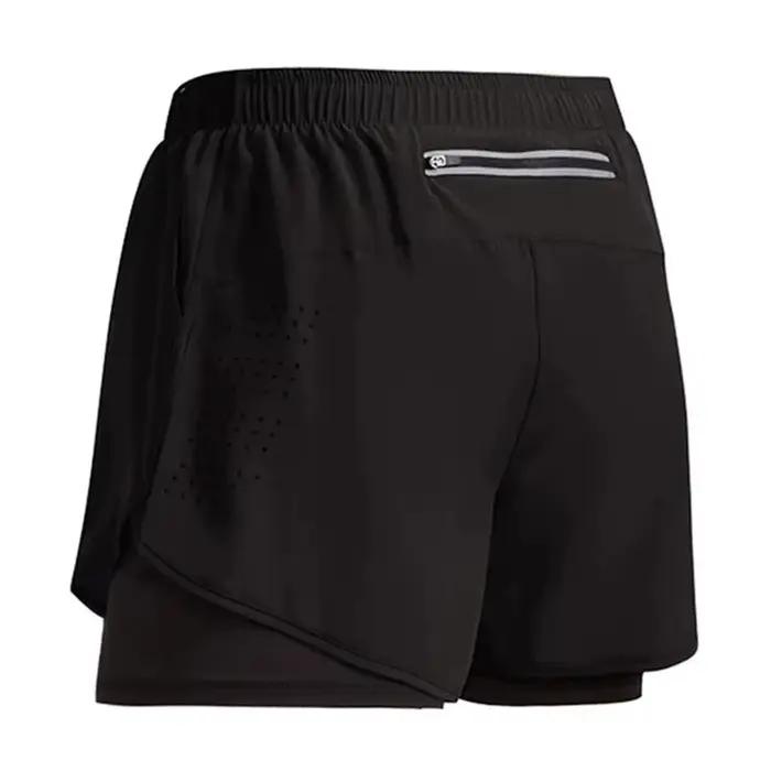 Short de course pour hommes séchage rapide Fitness ventiler Double couche Shorts hommes nouveau Spor