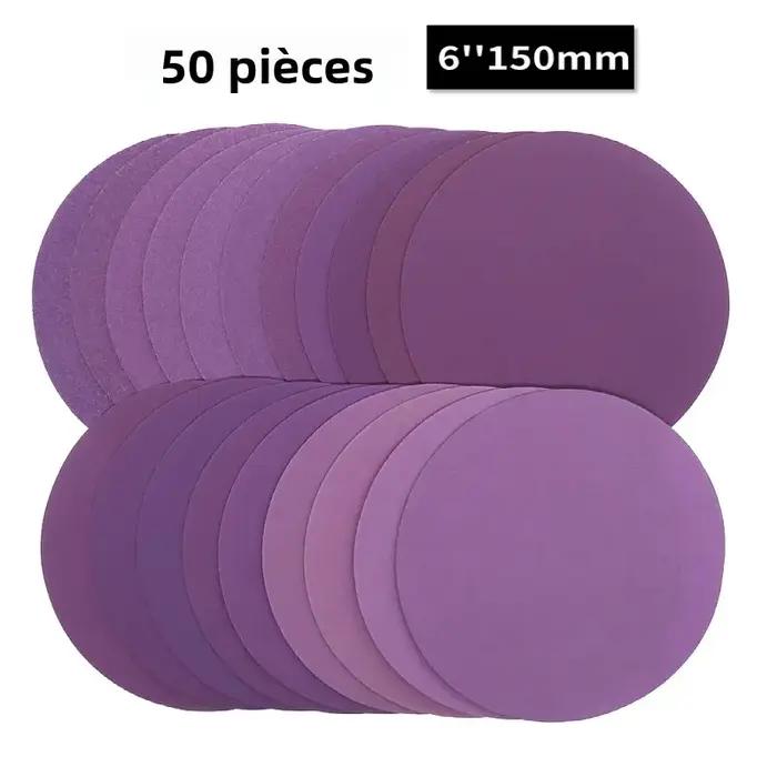 Disques de ponçage 6 pouces crochet et boucle 60-10000 grain papier de verre 150 mm pour ponceuse orbitale aléatoire