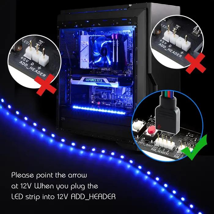 Bande lumineuse LED de jeu RGB 1 à 2/3, Kit de répartiteur pour carte mère Aura Sync 12V, 4 broches,