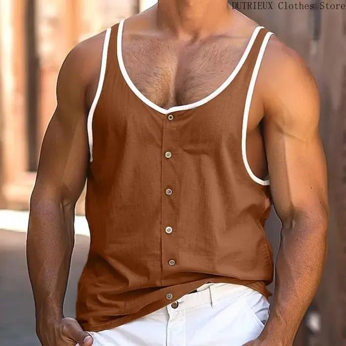 Ventes d'été de loisirs bouton gilets pour hommes