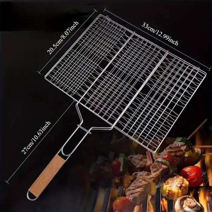 Panier de gril filet de barbecue grand pliant avec poignée amovible pour grills extérieurs occasions spéciales barbecue famille amis