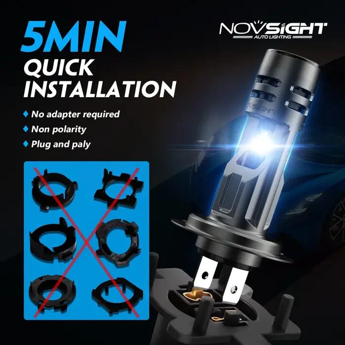 NOVSIGHT N58 H7 phare LED 1:1 Mini taille phare 60W 12000LM 6500K lampes de voiture Super lumineux P