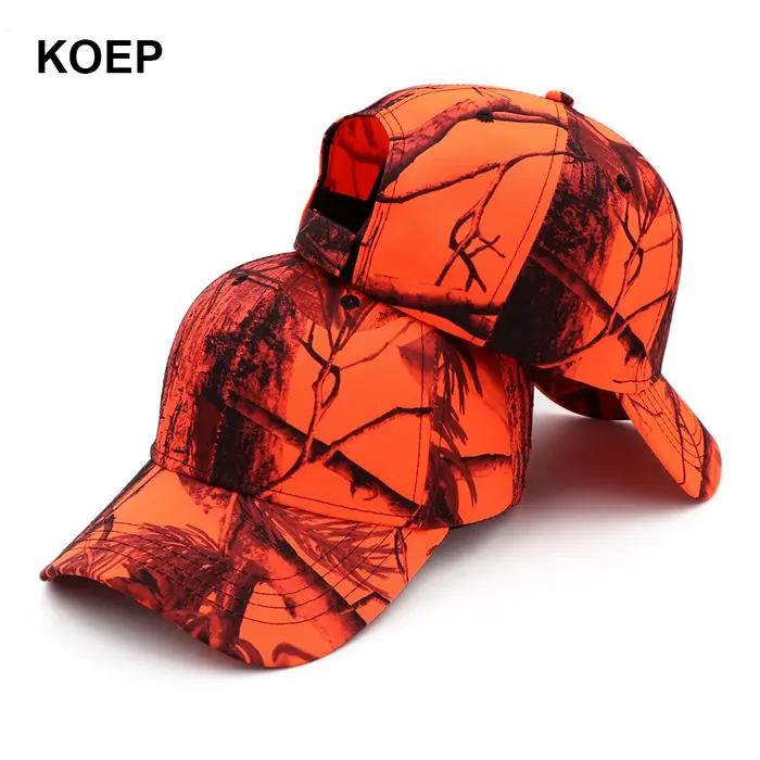 Casquette de chasse camouflage orange - Modèle snapback forêt pin cyprès sécurité visibilité
