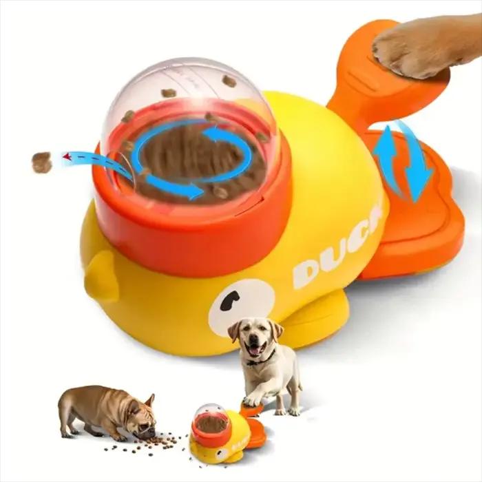 Jouet distributeur de nourriture pour chiens et chats en forme de canard jaune mignon pour améliorer l'interaction et réduire l'anxiété