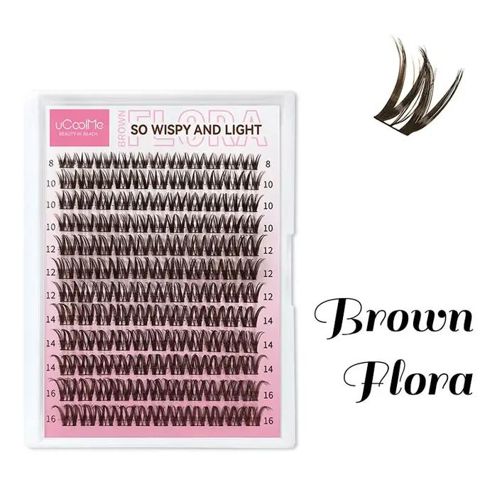 Cils flora marron ucCoolMe naturellement courbés pour femmes diverses occasions spéciales application facile et confortable