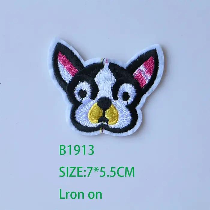 Écusson de tête de chien coloré de dessins animés, pour vêtements, broderie sur tissu, Badge, bricol