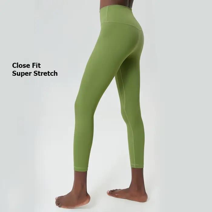 Pantalon de yoga extensible et doux pour femmes, 25 pouces, couleur unie, taille haute, leggings de