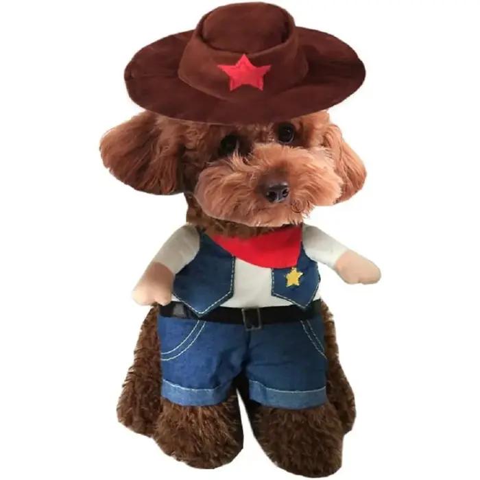 Costume de Transformation pour chien, Costume debout drôle, Cowboy Pirate, Costume de Cowboy pour chien de compagnie, Cowboy avec chapeau, chat, petit chien, Halloween