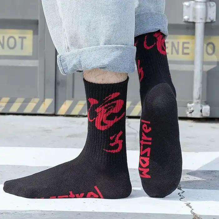 Chaussettes hautes coton tendance chasse - Modèle japonais Harajuku pour femme et couple sportif
