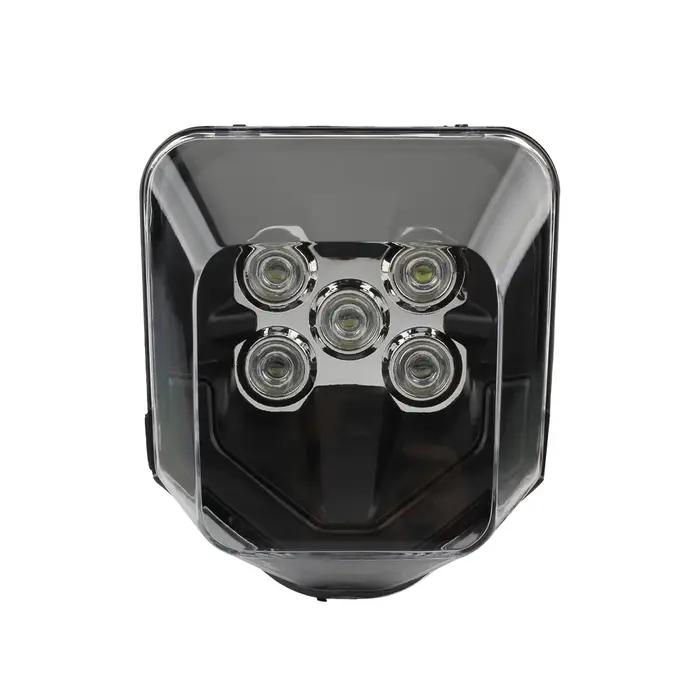 Phare avant PowerMotor 3000 lumens LED pour Husqvarna 701 TE 250 300 450 FC FE TC 125 300i avec coque bicolore résistante et bande DRL pour motocross et enduro
