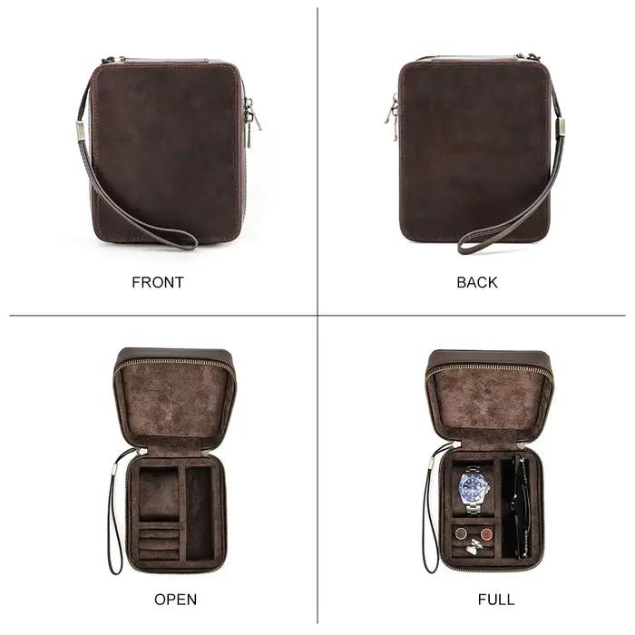 Boîte de Rangement Rétro en Cuir group pour Homme, Bijoux, Bagues, Vitrine, Lunettes de Soleil, Voya