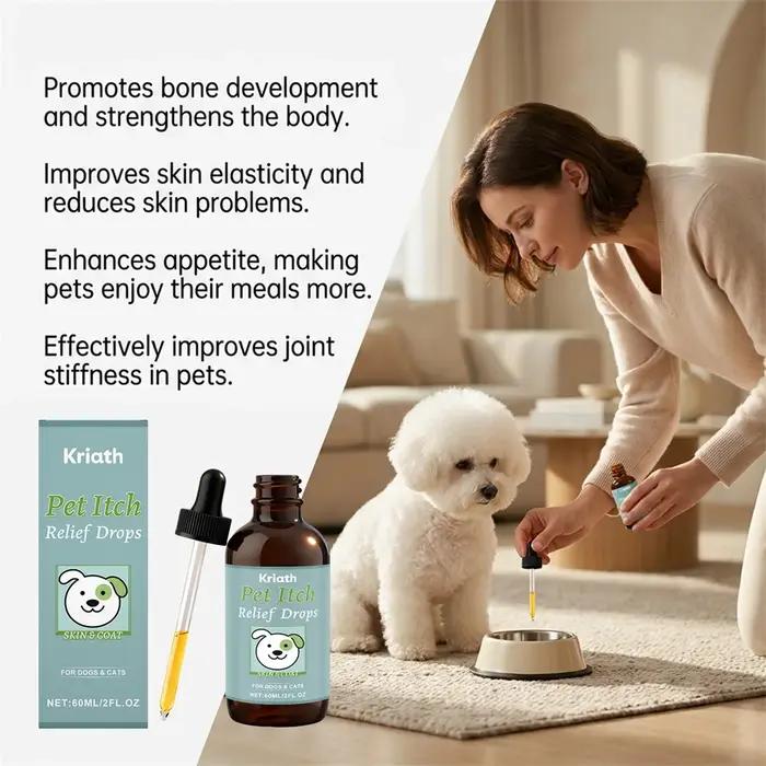 Gouttes de collagène pour chiens et chats pour peau sèche et démangeaisons favorisant un pelage brillant et fort routine de bien-être animalier