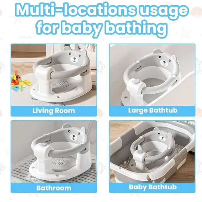 Siège de bain pour bébé de 6 mois, adorable chaise de bain antidérapante en forme d'ours pour bébé,