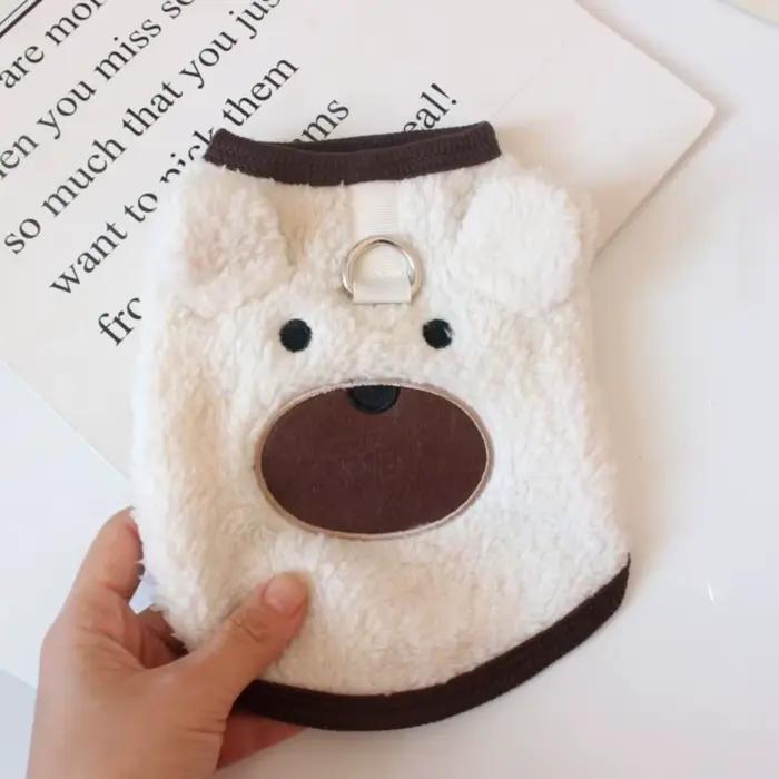 Vêtements d'hiver pour chiens motif ours sans manches chauds et confortables pour chiots et animaux de compagnie utilisation en extérieur pour promenades et froid intense