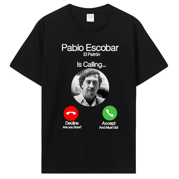 T-shirt Pablo Escobar Hommes Style Streetwear Coton Fin Printemps Été Occasions Spéciales Activités Courantes