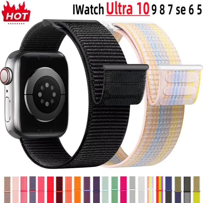 Bracelet nylon boucle pour Apple Watch 46mm 40mm 44mm 45mm 42mm 41mm 38mm iWatch Ultra 49mm séries 8/7/6/SE