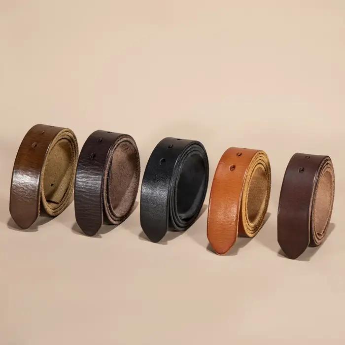 3.8 cm de largeur mâle sans boucle ceintures pour hommes boucle ardillon trou sangle peau de vache b