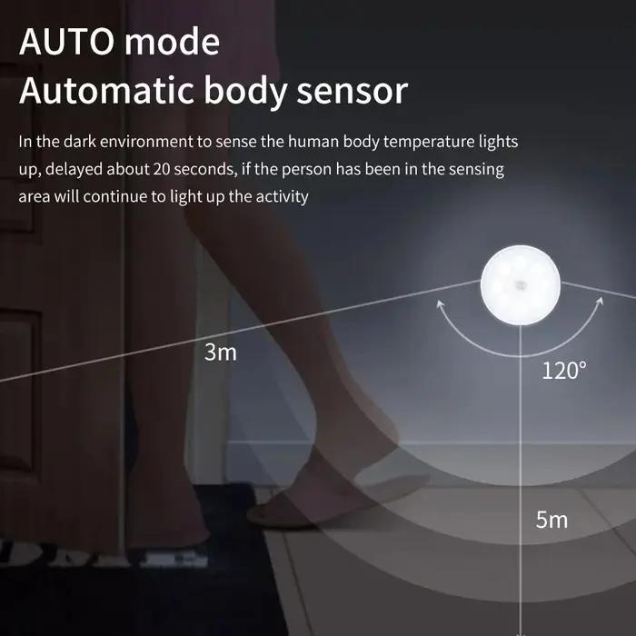 PIR détecteur de mouvement LED veilleuse USB Rechargeable chambre lampe de nuit armoires de cuisine