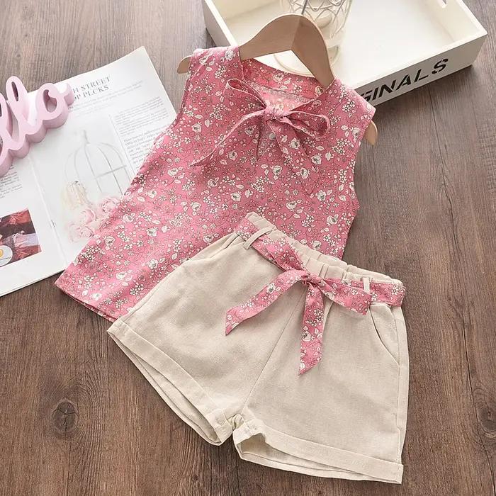 Vêtements d'été pour bébés filles, gilet sans manches et short, 2 pièces/ensembles, vêtements pour tout-petits, Costume de mode pour nourrissons, survêtements pour enfants, nouvelle collection