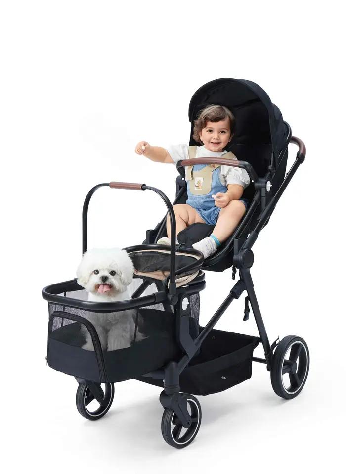 Poussette multifonctionnelle en lin pour bébé et animal de compagnie occasionnellement utilisé pour des balades en famille et des voyages