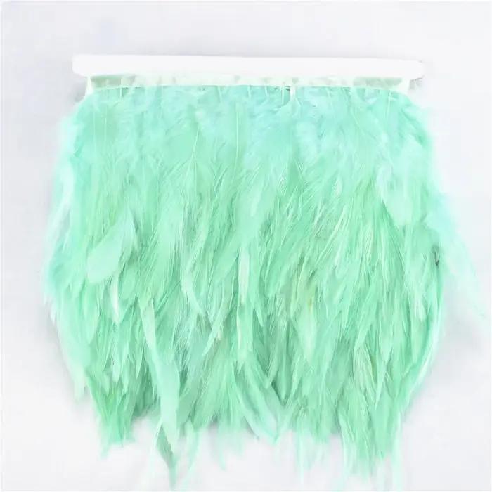 Plumes de faisan colorées pour vêtements, garniture de ruban, décor de frange, plume de coq, artisanat, ruban, bricolage, accessoires de couture, 2m