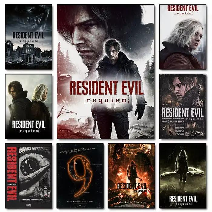 Poster esthétique de jeu vidéo d'horreur Resident-Evil 9 Requiem
