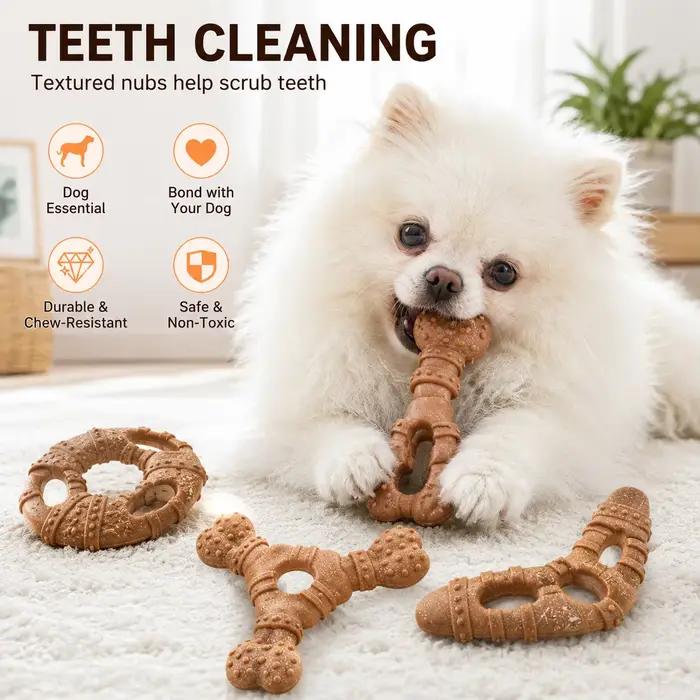 Jouet en forme d'os en bois pour chiens, jouet à mâcher, durable, pour le nettoyage des dents, auto-divertissant et anti-ennui, pour les petites races de chiens, occasions spéciales