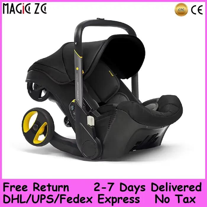 Poussette et siège auto 4-en-1 légère, pliage compact 60x45cm 360 ° Roues avant pivotantes, frein